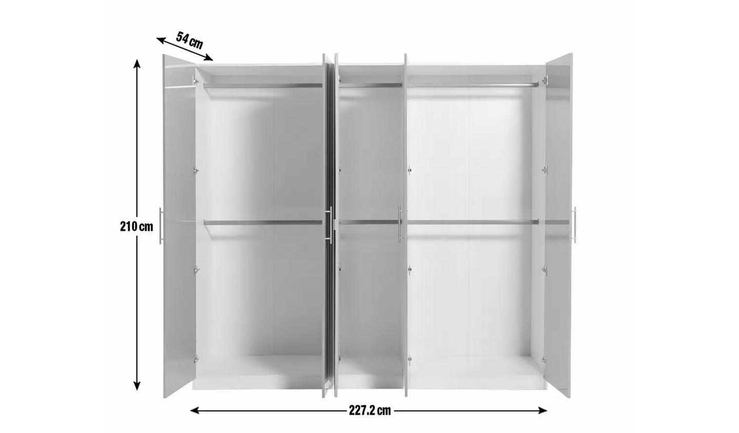 Habitat Munich 5 Door Mirror Wardrobe - White